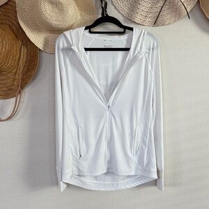 Athleta White Full Zip Up Jacket Hoodie, EUC, Size Medium